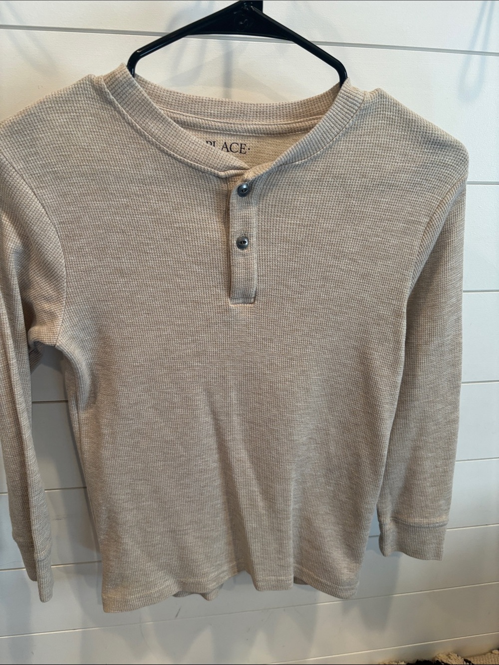 The Children's Place Beige Waffle Henley Long Sleeve Top